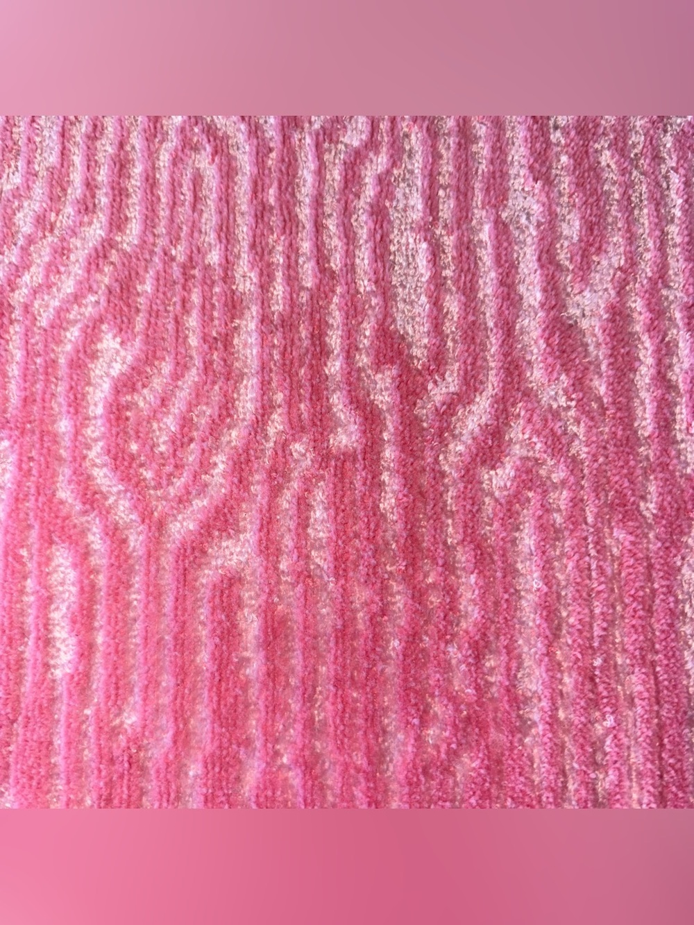 VTG Mod Hippie Fieldcrest Hot Pink Sculpted Fringed Towel Set Bath Hand MCM - Picture 3 of 9